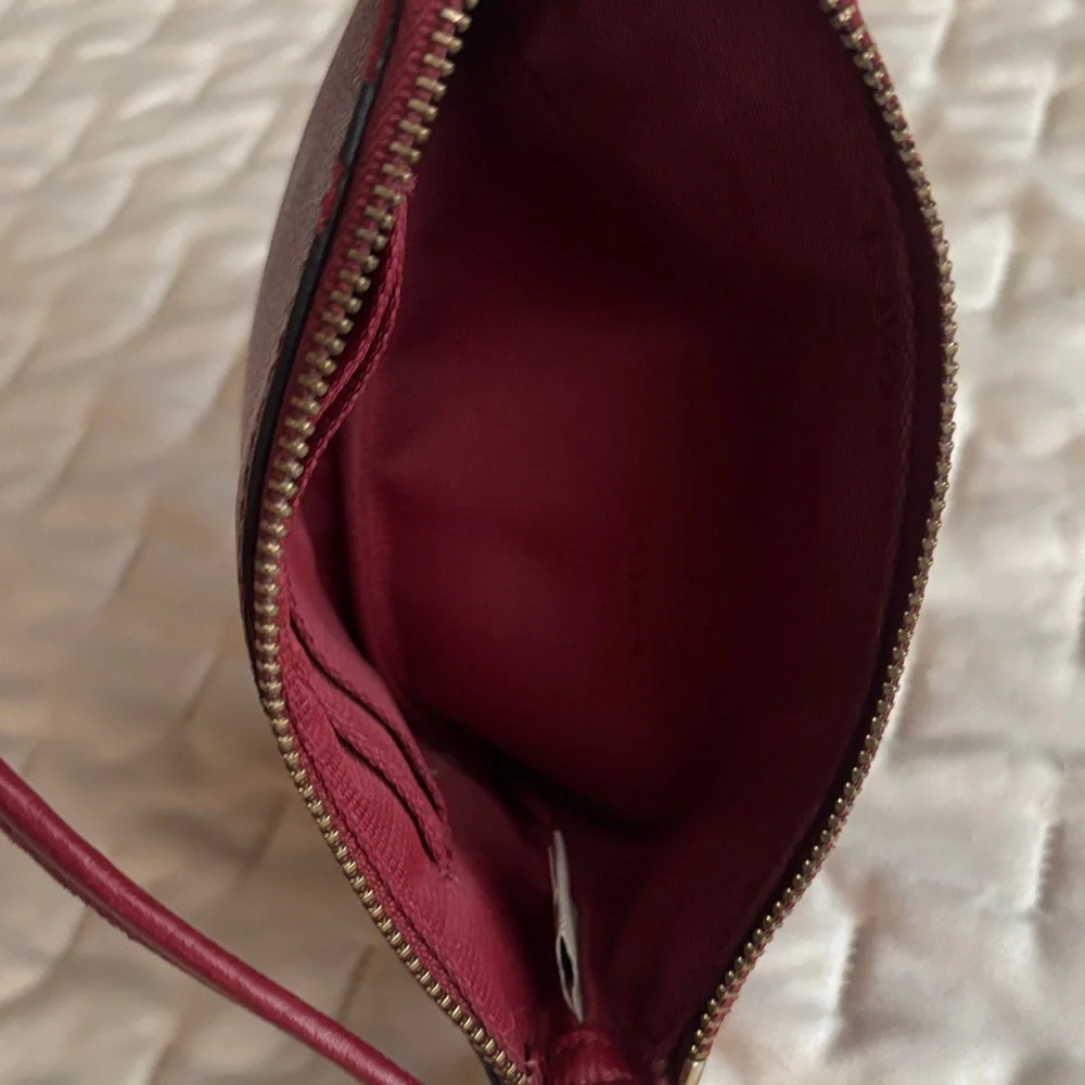 Coach Burgundy Leather Wristlet